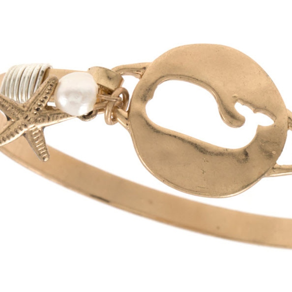 Whale cut out disk bangle bracelet - Gold - Picture 2 of 3